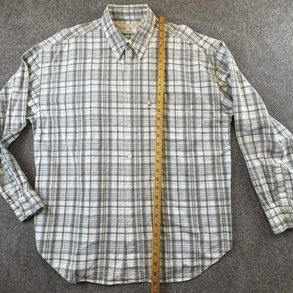 Robert Stock Classic Plaid 100% Cotton‎ Mens Casual Button Shirt Woven  Sz Large